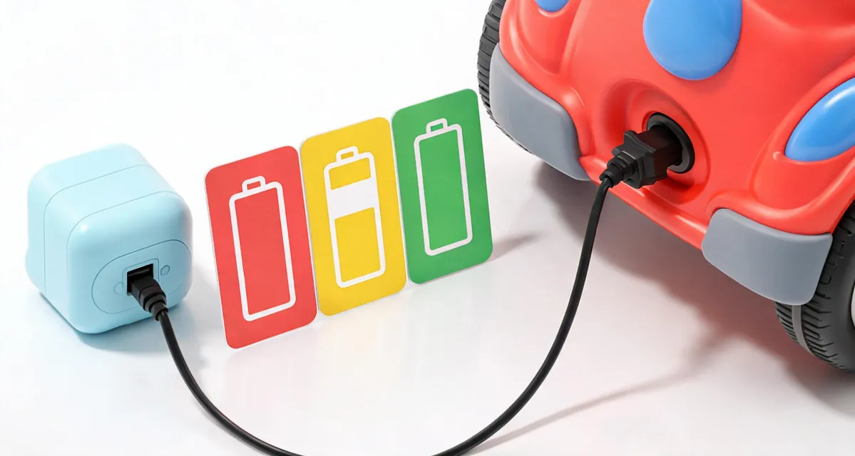 Child learning battery and charging symbols