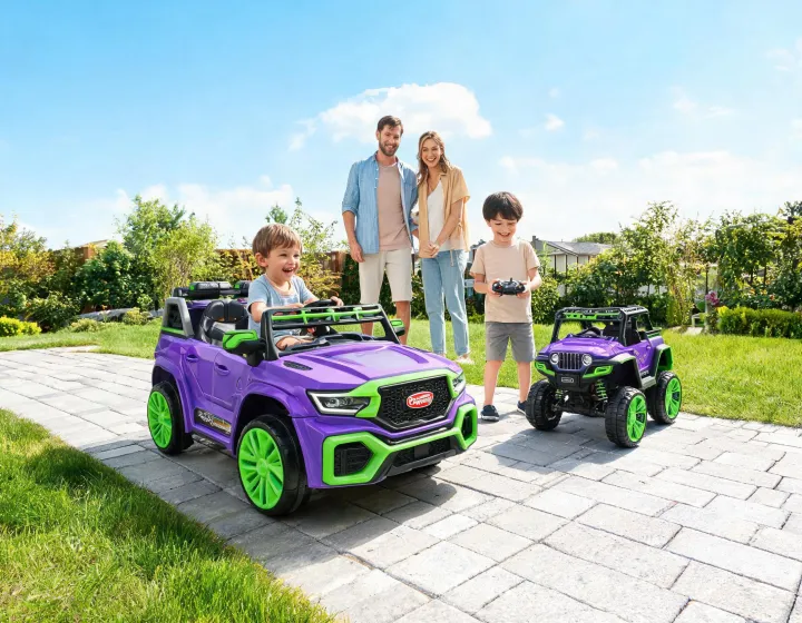 Power Wheels ride-on and RC play scene